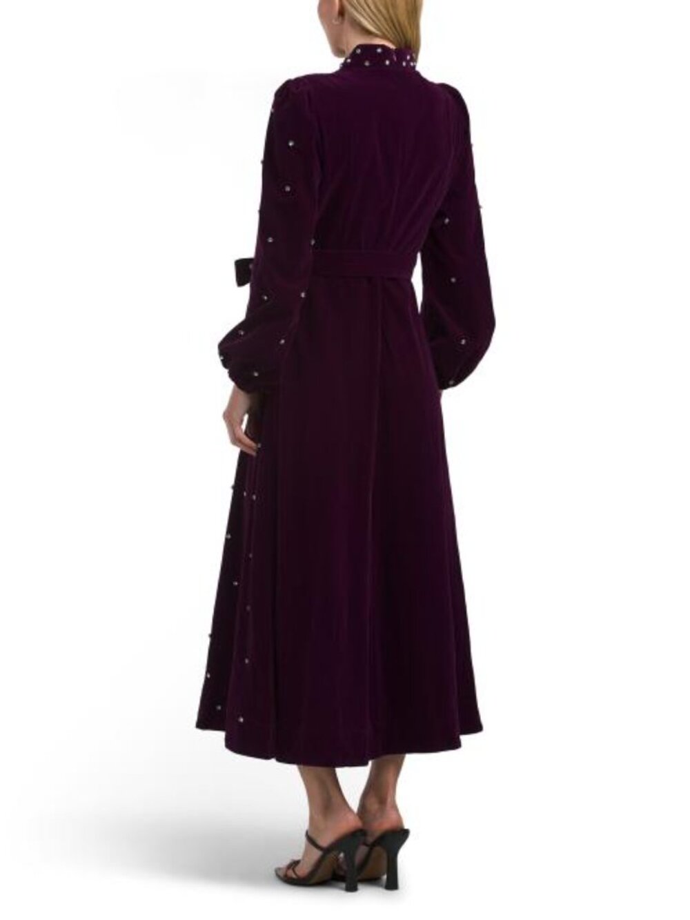 DALIA MACPHEE Long Sleeve Beaded Velvet Dress - Picture 2 of 4